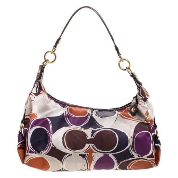 Coach Multicolor Signature Satin Ashley Satchel, EUC - Picture 4 of 7